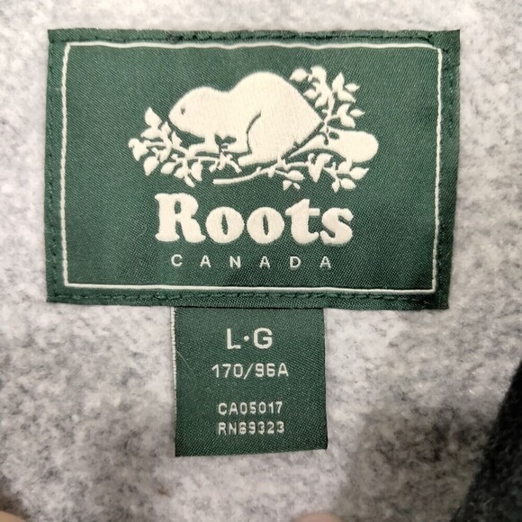 Roots Sweater 1/4 Zip Gray Long Sleeve Casual Polo Sweatshirt Logo Mens Large - Picture 7 of 12